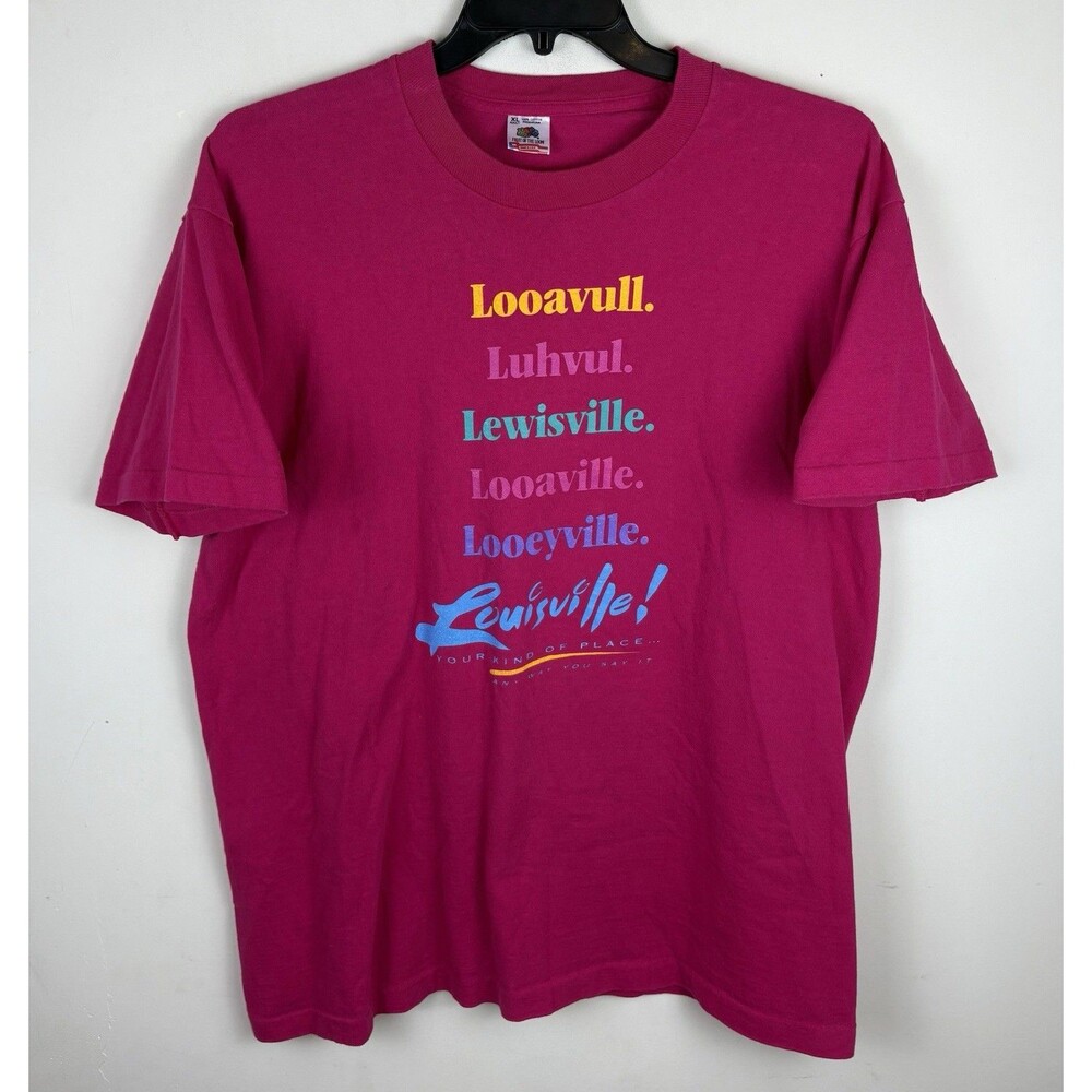 Vintage 90s Louisville Kentucky Graphic T-Shirt / Pink / Size XL
